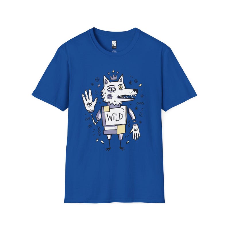Wild Wolf Graphic Tee | Boho Folk Art, Indie Lowbrow Unisex Shirt Royal