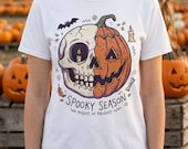 Spooky Season Halloween Shirt | Skull Pumpkin T Shirt | Retro Horror Graphic Tee | Creepy Fall Outfit | Gothic Autumn Wear | Unisex Gift