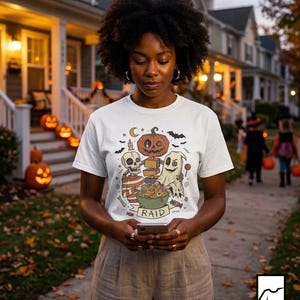 Vintage Halloween Shirt | Skeleton Ghost T Shirt | Spooky Candy Bowl Tee | Pumpkin Trick Or Treat Tee | Retro Spooky Tee | Unisex Gift