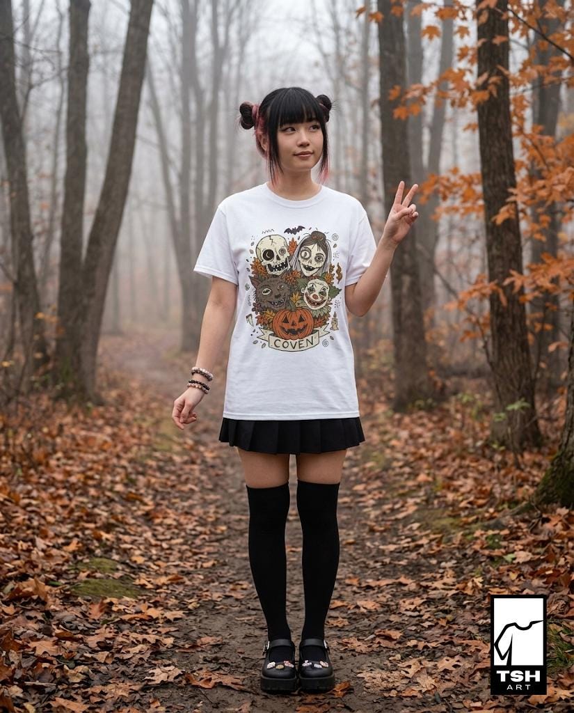 Vintage Halloween Shirt | Skull Werewolf T Shirt | Creepy Clown Witch Tee | Pumpkin Coven Graphic Tee | Retro Horror Tee | Unisex Gift