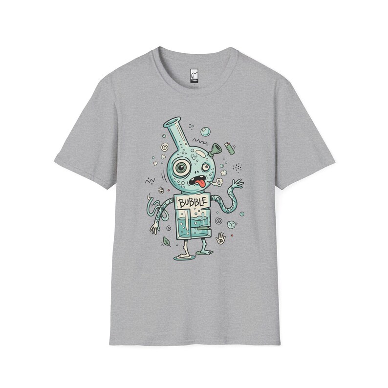 Koszulka Bubble Stoner | Zabawna koszulka z grafiką 420, koszulka unisex z psychodelicznym dymem, prezent dla miłośnika stonerów Sport Grey