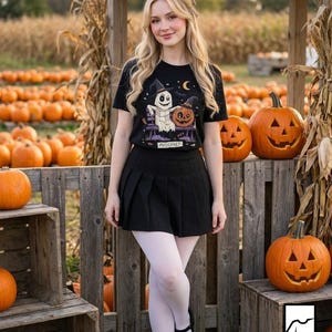 Cute Ghost Pumpkin Shirt | Witch Hat Halloween T Shirt | Spooky Season Graphic Tee | Best Friends Fall Tee | Retro Spooky Tee | Unisex Gift
