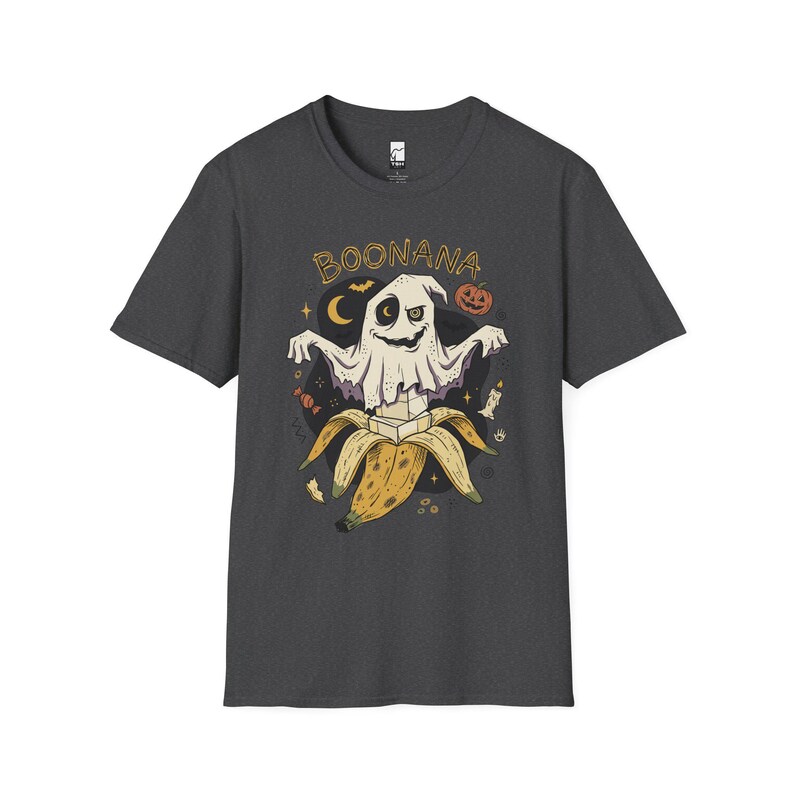 Funny Ghost Banana Shirt | Boonana Halloween T Shirt | Cute Spooky Pun Tee | Pumpkin Moon Graphic Tee | Vintage Halloween Tee | Unisex Gift Dark Heather
