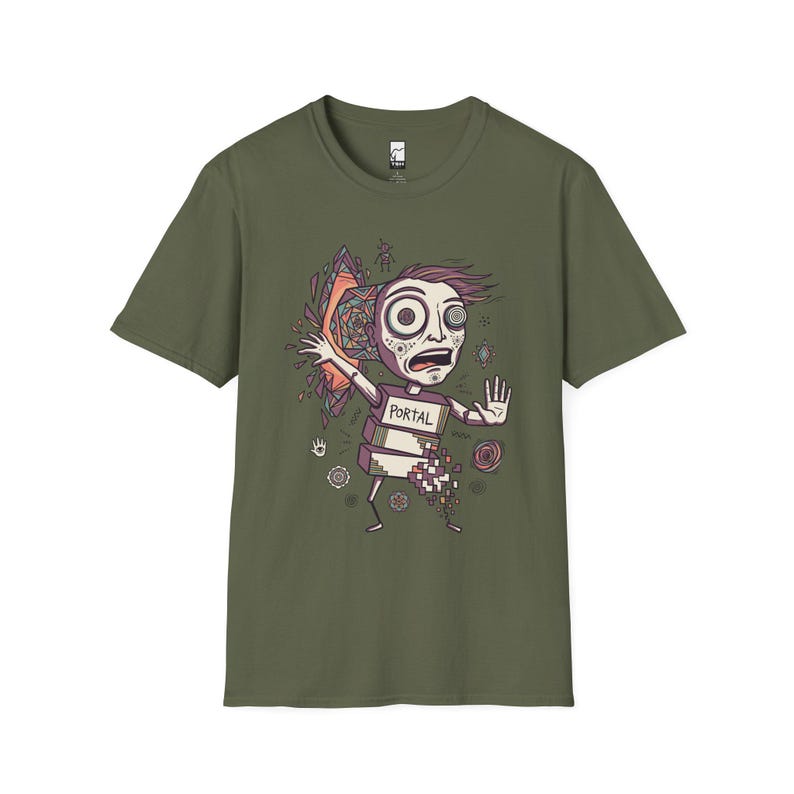 Psykedelisk T-shirt | DMT Portal Graphic Tee, Trippy Hyperspace Unisex-tröja, Helig geometri-present till honom Military Green