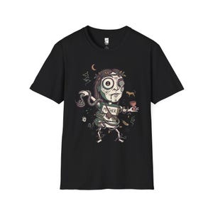 Psychedelisches T-Shirt | Ayahuasca Mutter Grafik Tee, Schamane spirituelles Unisex Shirt, Trippy Geschenk für Sie Him Black