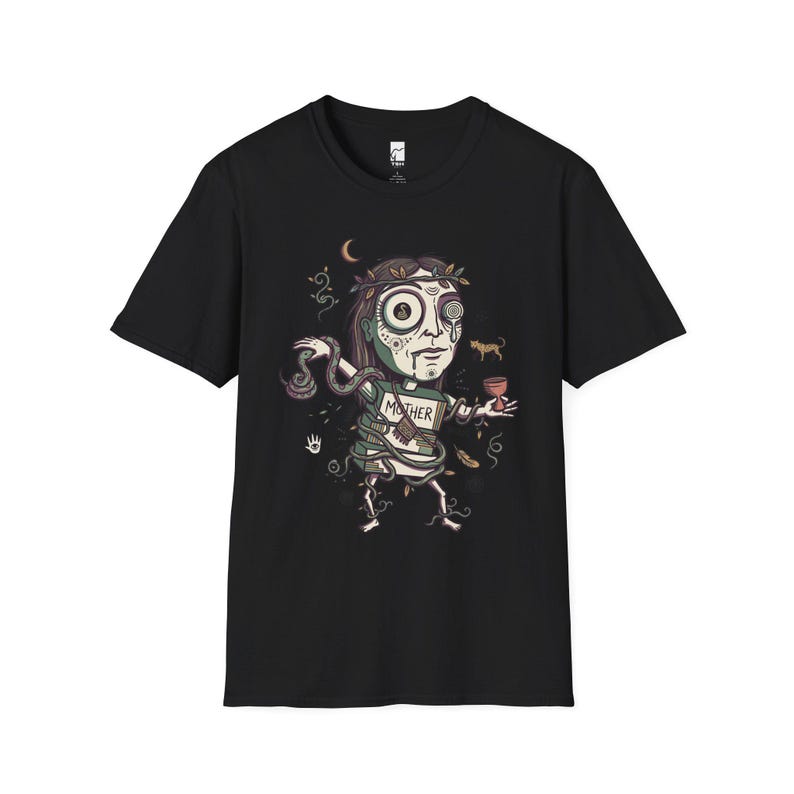 Psychedelisches T-Shirt | Ayahuasca Mutter Grafik Tee, Schamane spirituelles Unisex Shirt, Trippy Geschenk für Sie Him Black