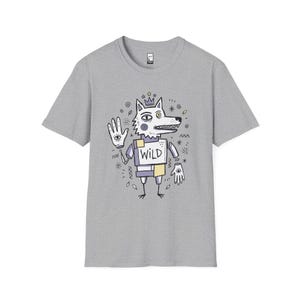Wild Wolf Graphic Tee | Boho Folk Art, Indie Lowbrow Unisex Shirt Sport Grey