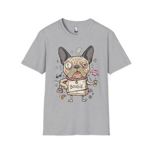 Bougie French Bulldog T-Shirt | Funny Spoiled Dog Mom Graphic Tee Sport Grey