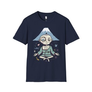 Zen Meditation Graphic Tee | Funny Mount Fuji Unisex Shirt, Japan Gift Navy