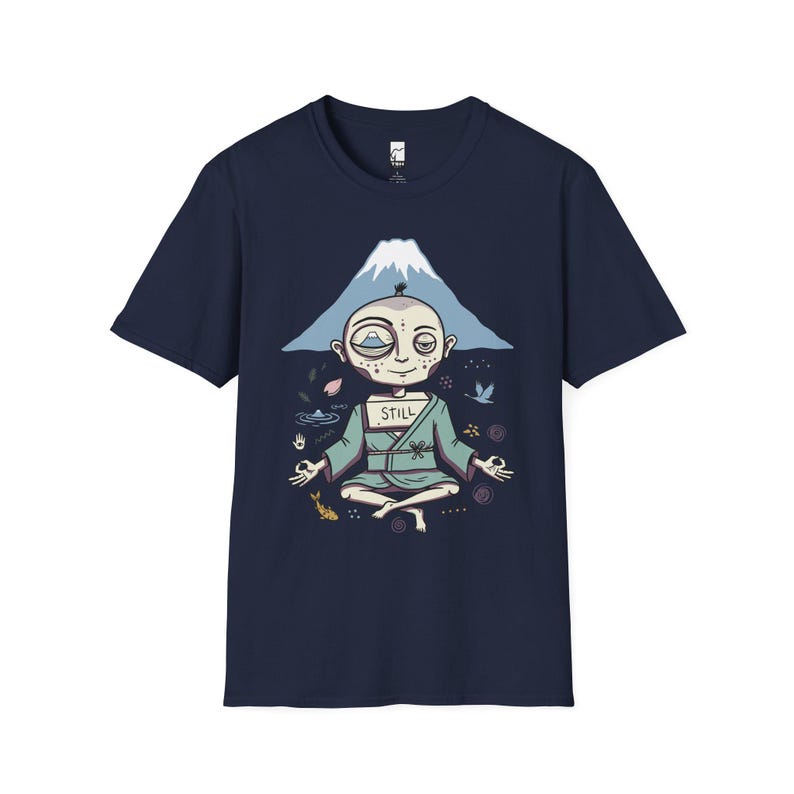 Zen Meditation Graphic Tee | Funny Mount Fuji Unisex Shirt, Japan Gift Navy