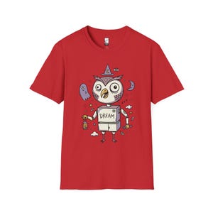 Dreamy Owl T-Shirt | Whimsigoth Graphic Tee, Mystical Unisex Shirt, Reader Gift Red