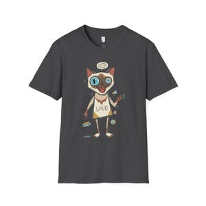 Camiseta de gato siamés ruidoso / Camiseta gráfica divertida de felino parlanchín, camiseta "3 AM Meow" Dark Heather