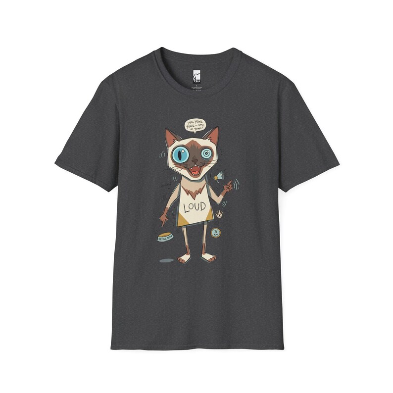 Camiseta de gato siamés ruidoso / Camiseta gráfica divertida de felino parlanchín, camiseta "3 AM Meow" Dark Heather