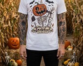 Scream Skeleton Halloween Shirt | Pumpkin Rocker T Shirt | Metal Horror Tee | Retro Fall Concert Top | Gothic Rock Clothes | Unisex Gift