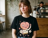 Fuzzy Peach T-Shirt | Lazy Morning Graphic Tee, Sleepy Coffee Lover Unisex Shirt