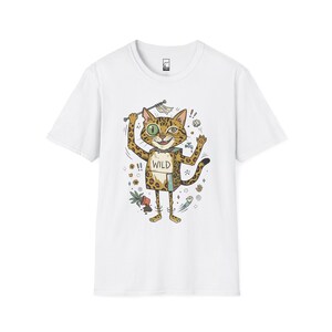 Bengal Cat T-Shirt | Chaotic Zoomies Feline Graphic Tee, Mischievous Cat Lover Gift White