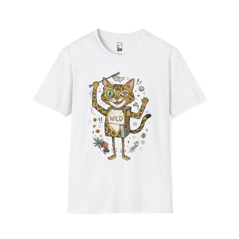 Bengal Cat T-Shirt | Chaotic Zoomies Feline Graphic Tee, Mischievous Cat Lover Gift White