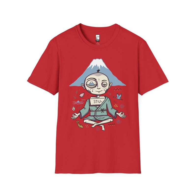 Zen Meditation Graphic Tee | Funny Mount Fuji Unisex Shirt, Japan Gift Red