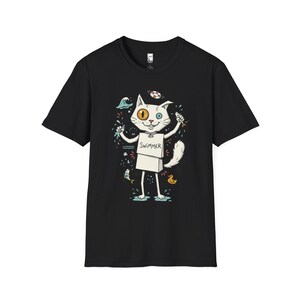 Turkish Van Cat Swimming Graphic Tee | Funny Water Loving Unisex Shirt Black