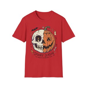 Spooky Season Halloween Shirt | Skull Pumpkin T Shirt | Retro Horror Graphic Tee | Creepy Fall Outfit | Gothic Autumn Wear | Unisex Gift image 19