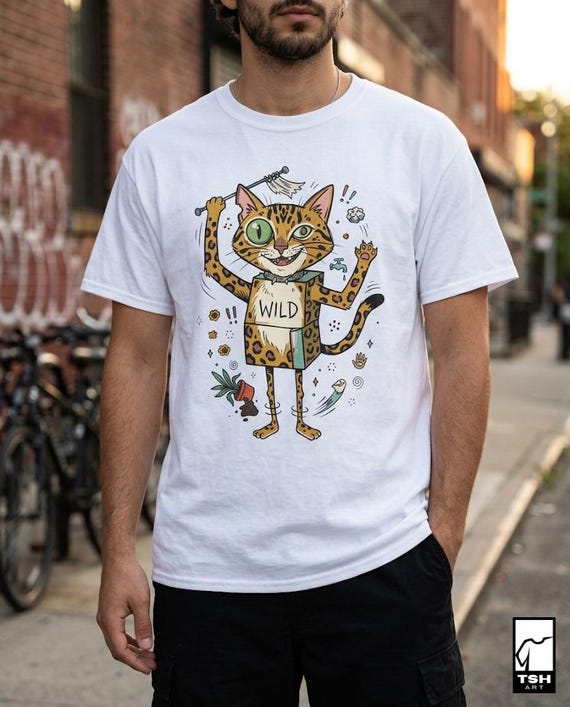 Wild Bengal Cat T-Shirt | Funny Energetic Cat Graphic Tee, Mischievous Zoomies Unisex Shirt, Cat Lover Gift