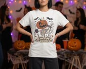 Scream Skeleton Halloween Shirt | Pumpkin Rocker T Shirt | Metal Horror Tee | Retro Fall Concert Top | Gothic Rock Clothes | Unisex Gift