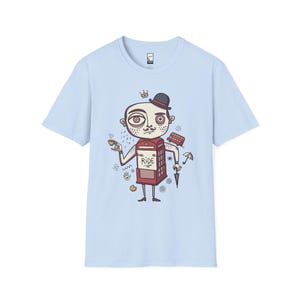 London T-Shirt | British Gentleman Phone Box Graphic Tee, Unisex Shirt Light Blue