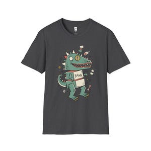 Funny RAWR T-Rex Shirt | Retro Dinosaur Graphic Tee, Kids Unisex Apparel Dark Heather