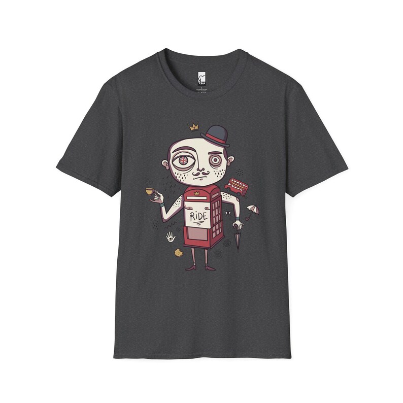 London T-Shirt | British Gentleman Phone Box Graphic Tee, Unisex Shirt Dark Heather