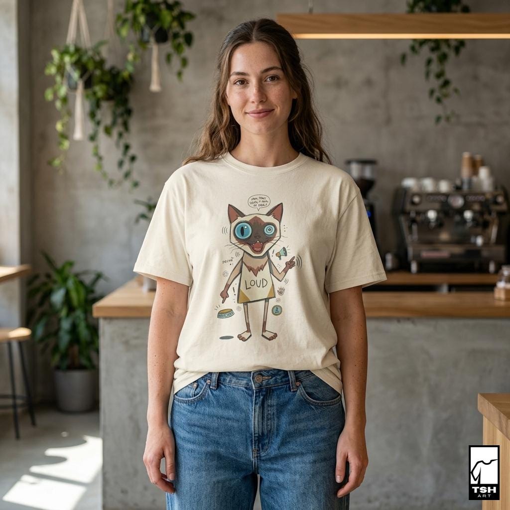 Loud Siamese Cat T-Shirt | Funny Talkative Cat Graphic Tee, 3 AM Meow Unisex Shirt, Cat Lover Mom Gift