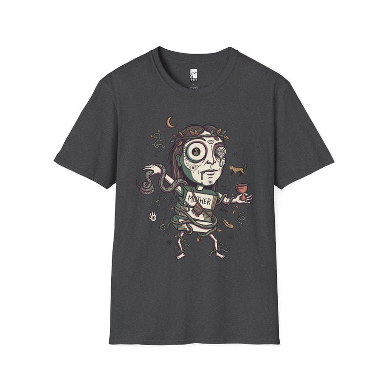 Psychedelisches T-Shirt | Ayahuasca Mutter Grafik Tee, Schamane spirituelles Unisex Shirt, Trippy Geschenk für Sie Him Dark Heather