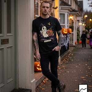 Cute Ghost Pumpkin Shirt | Witch Hat Halloween T Shirt | Spooky Season Graphic Tee | Best Friends Fall Tee | Retro Spooky Tee | Unisex Gift