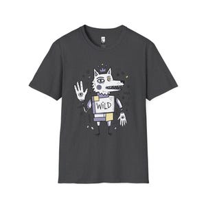 Wild Wolf Graphic Tee | Boho Folk Art, Indie Lowbrow Unisex Shirt Dark Heather