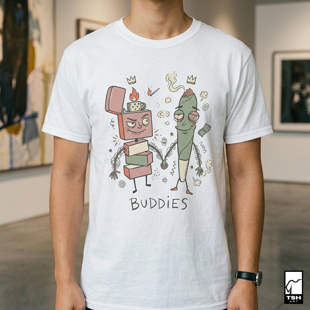 Stoner Buddies T-Shirt | Funny 420 Graphic Tee, Smoke Buddy Unisex Shirt, High Vibes Stoner Gift