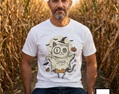 Halloween Cat Ghost Shirt | Funny Witch Cat Tee | Spooky Season Graphic T Shirt | Trick or Treat Costume Top | Cat Mom Gift | Fall Tee