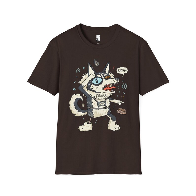 Husky Drama T-shirt | T-shirt grappige hond, uniseks shirt husky-moeder, cadeau Dark Chocolate