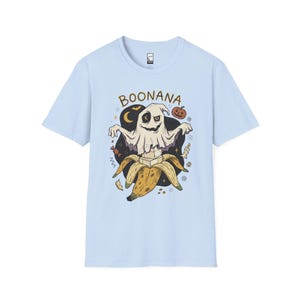 Funny Ghost Banana Shirt | Boonana Halloween T Shirt | Cute Spooky Pun Tee | Pumpkin Moon Graphic Tee | Vintage Halloween Tee | Unisex Gift Light Blue