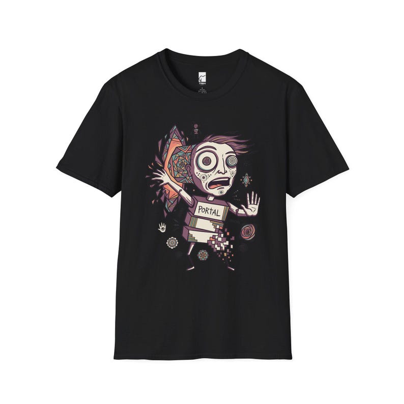 Psykedelisk T-shirt | DMT Portal Graphic Tee, Trippy Hyperspace Unisex-tröja, Helig geometri-present till honom Black