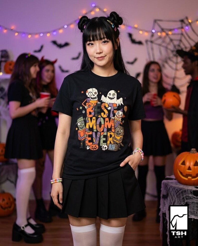 Best Mom Ever Halloween Shirt | Spooky Mama T Shirt | Cute Monster Graphic Tee | Horror Mom Fall Top | Retro Spooky Clothes | Unisex Gift