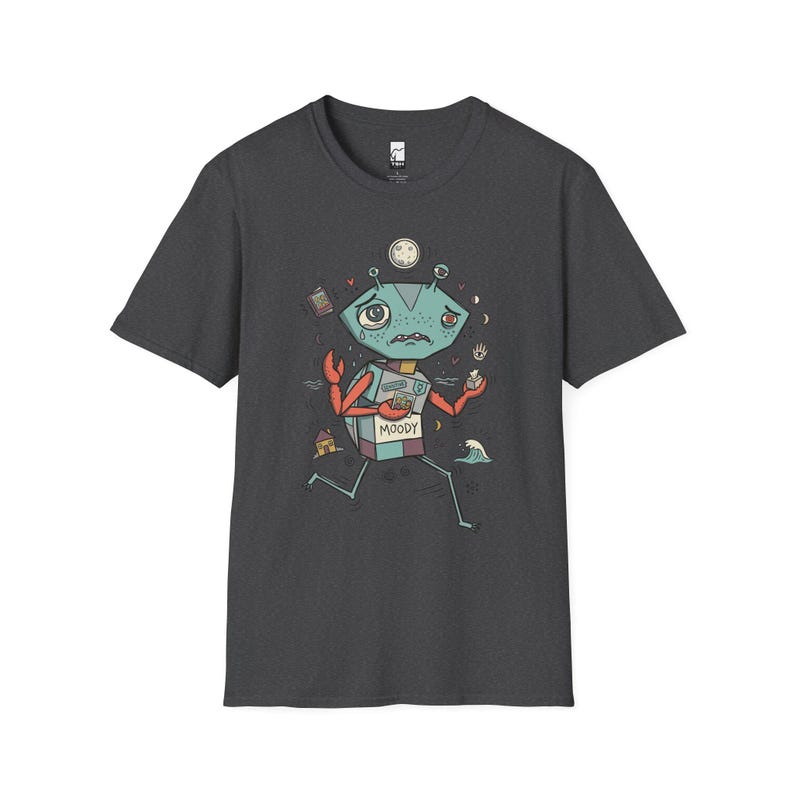 Cancer Crab T-Shirt | Moody Sensitive Astrology Graphic Tee Dark Heather
