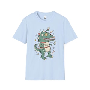 Funny RAWR T-Rex Shirt | Retro Dinosaur Graphic Tee, Kids Unisex Apparel Light Blue