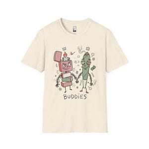 Stoner Buddies T-Shirt | Funny 420 Graphic Tee, Smoke Buddy Unisex Shirt, High Vibes Stoner Gift Natural