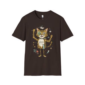 Bengal Cat T-Shirt | Chaotic Zoomies Feline Graphic Tee, Mischievous Cat Lover Gift Dark Chocolate