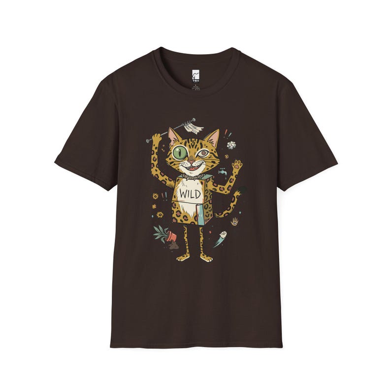 Bengal Cat T-Shirt | Chaotic Zoomies Feline Graphic Tee, Mischievous Cat Lover Gift Dark Chocolate