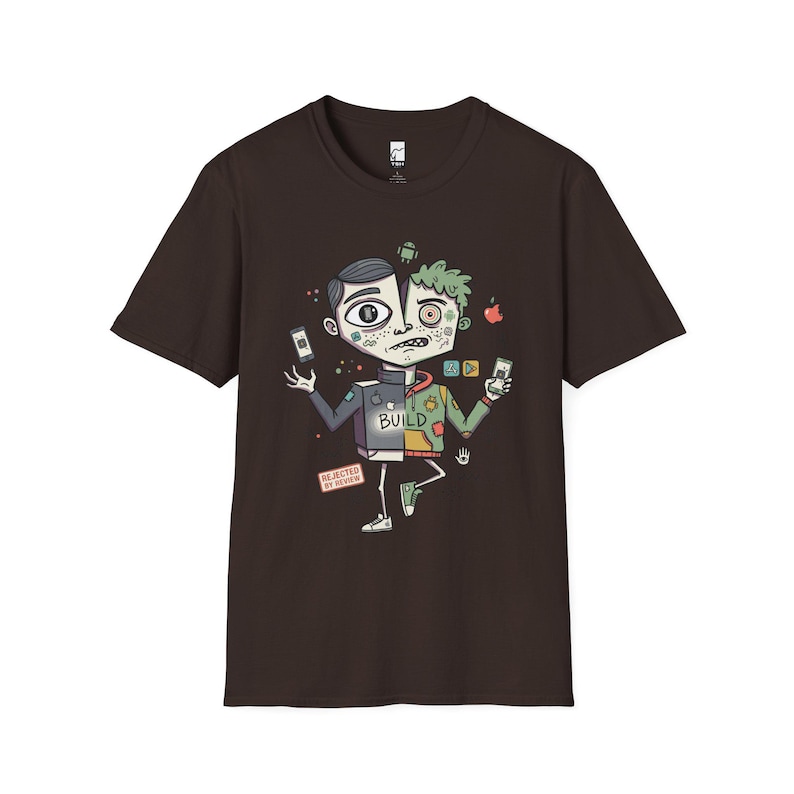 Mobile Dev Shirt | Funny iOS Tee | Android T Shirt | App Builder Graphic Tee | Software Engineer Shirt | Coder Gift Dark Chocolate