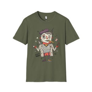 Paris Melancholie T-Shirt | French Ennui Graphic Tee, Parisian Illustration Unisex Shirt Military Green