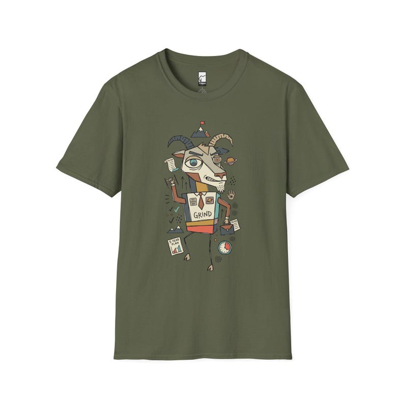 Capricorn T-Shirt | Funny Zodiac Graphic Tee, Grind Hustle Astrology Unisex Shirt, Capricorn Birthday Gift Military Green