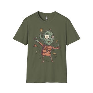 Psykedelisk kaktus-t-shirt | Desert Shaman Vision Quest grafisk t-shirt Military Green