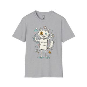 Turkish Van Cat Swimming Graphic Tee | Funny Water Loving Unisex Shirt Sport Grey