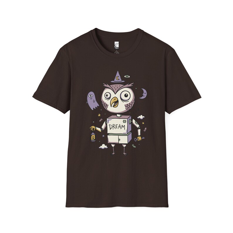 Dreamy Owl T-Shirt | Whimsigoth Graphic Tee, Mystical Unisex Shirt, Reader Gift Dark Chocolate